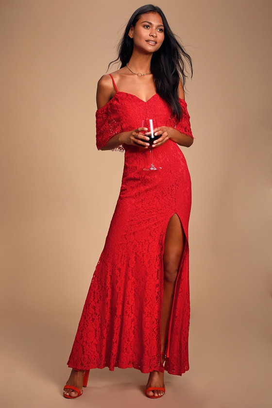 Pretty Lace Dress - Red Lace Dress ...